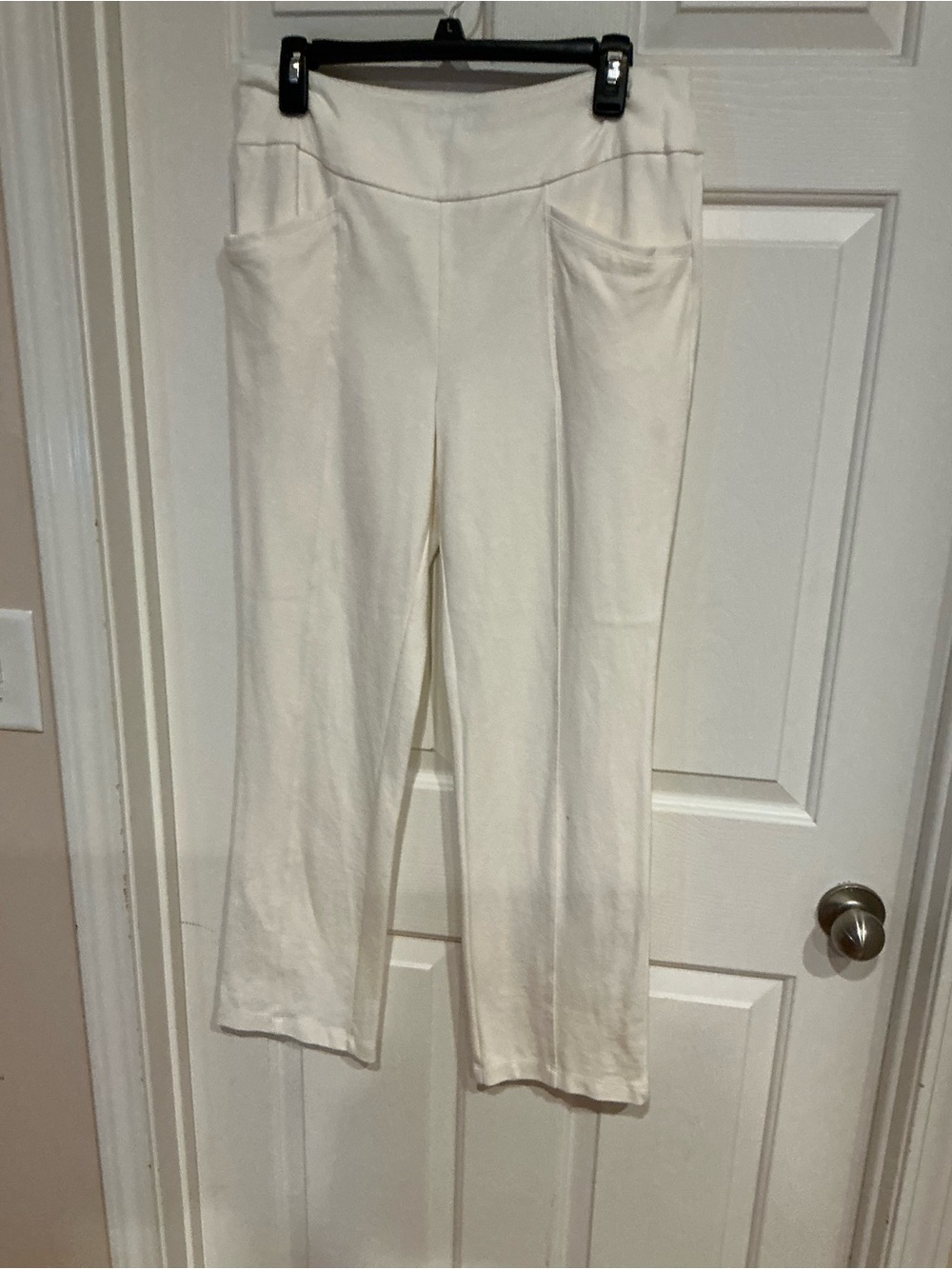 Cato Off-White Wide-Leg Pull-On Pants with Front Pockets